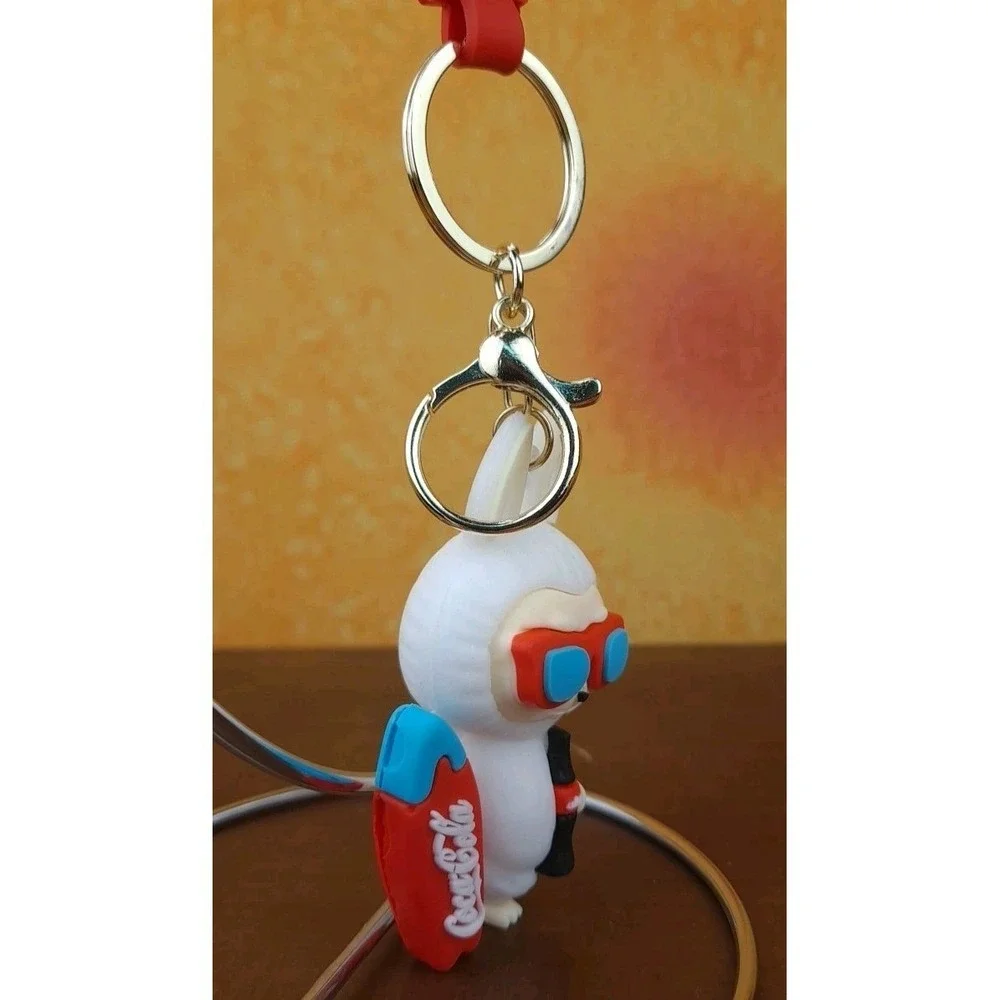 Labubu Surfing‎ With Coca Cola Bottle 3D PVC Keychain Backpack Clip 8